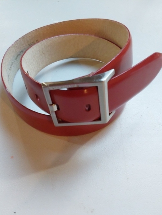 Kenneth Cole|Womens Red Leather Belt with Square Silver Buckle Mod Sleek Sz.L main image 7